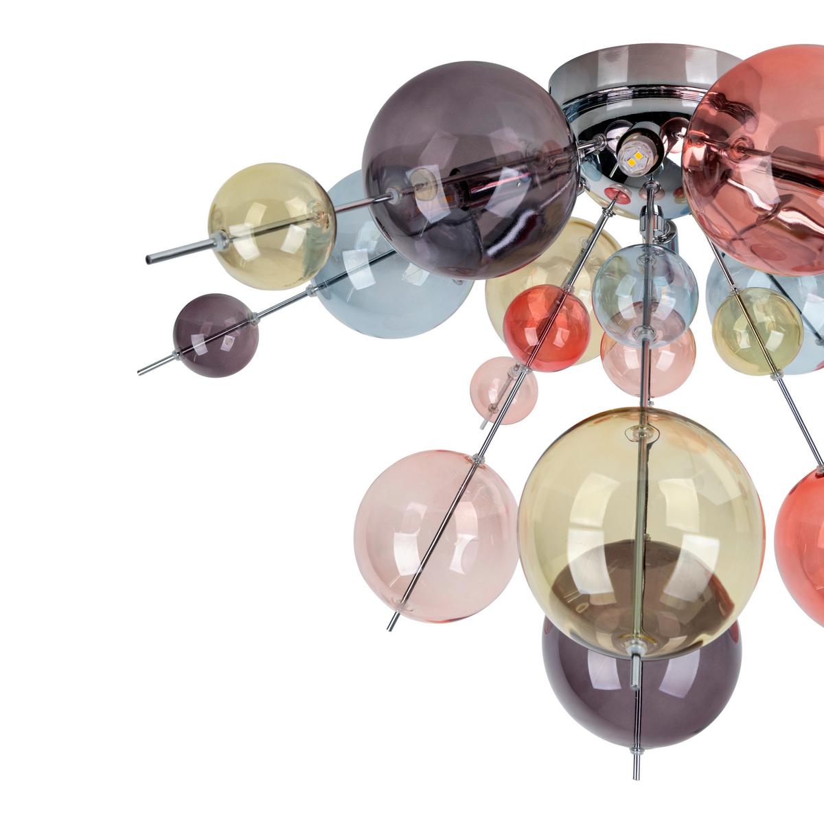 Deckenleuchte Farbglas, 280w - Chromfarben/Multicolor, Design, Glas/Metall (57/38cm) - Näve