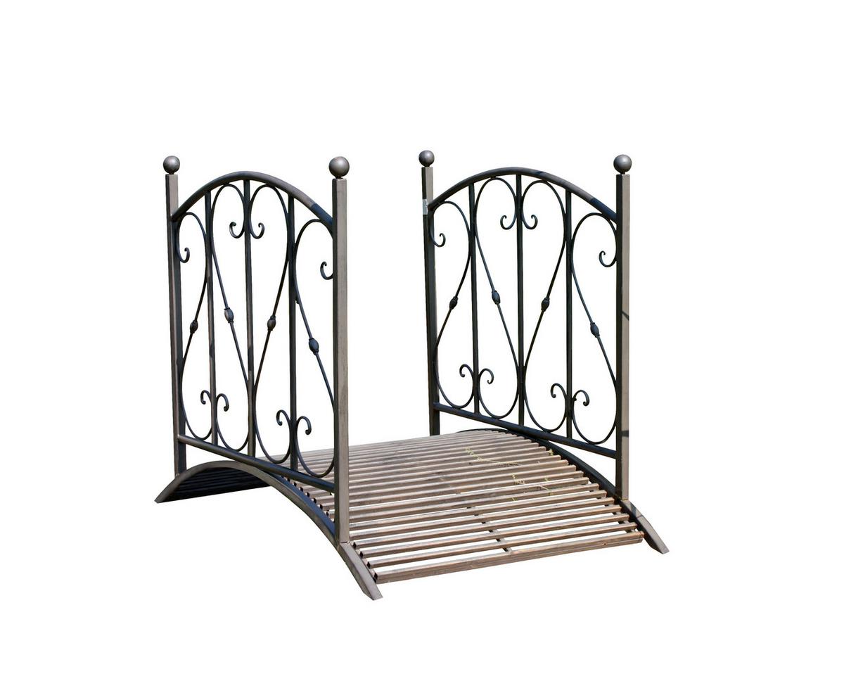 Gartenbrücke Aus Stahl Mit Geländer Taupo L: Ca. 120,5 Cm - Rostfarben, MODERN, Metall (120,5/81/94,5cm)