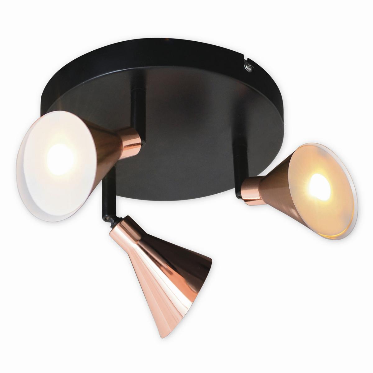 Strahler 3-Flammig verstellbar Ø 38 cm - Kupferfarben, Design, Metall (38/20,3cm) - Näve