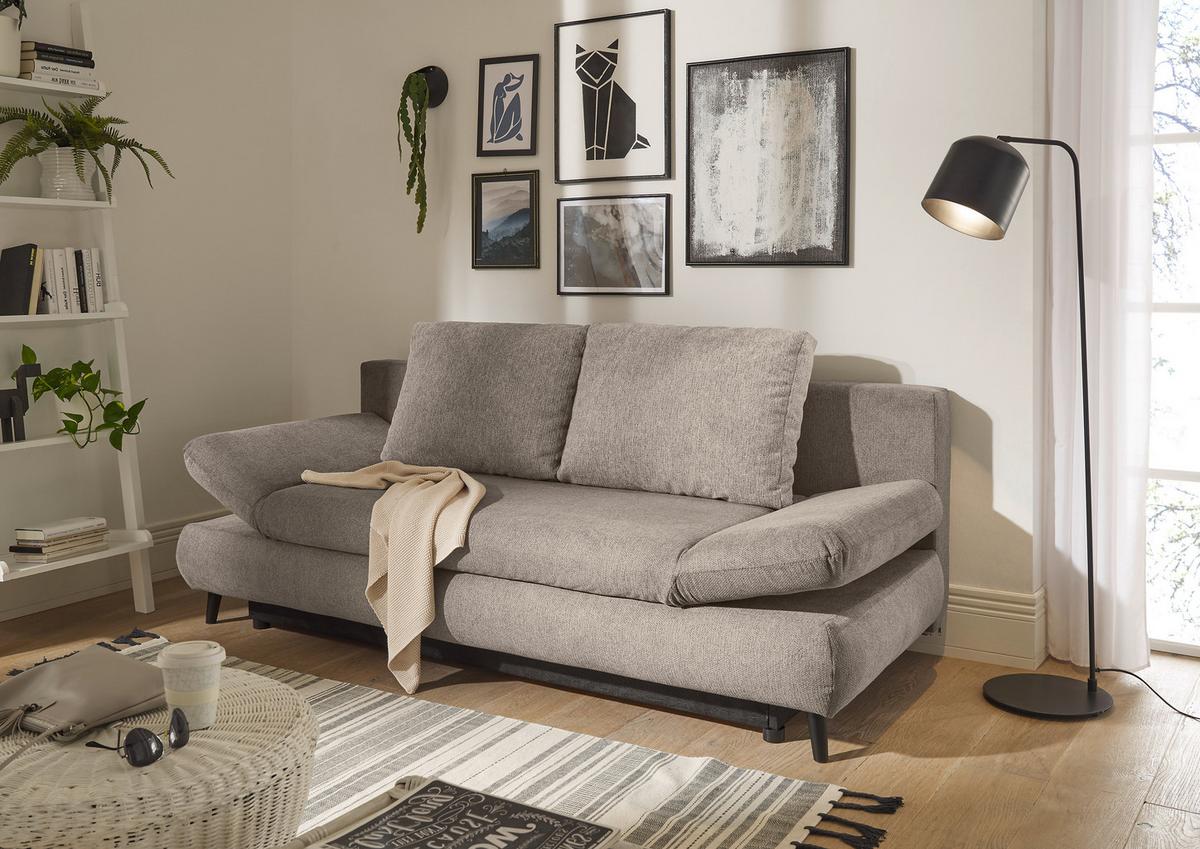 2-Sitzer-Sofa Mit Schlaffunktion Sunny B: 212 cm - Beige/Schwarz, KONVENTIONELL, Holzwerkstoff/Textil (212/88/101cm) - MID.YOU