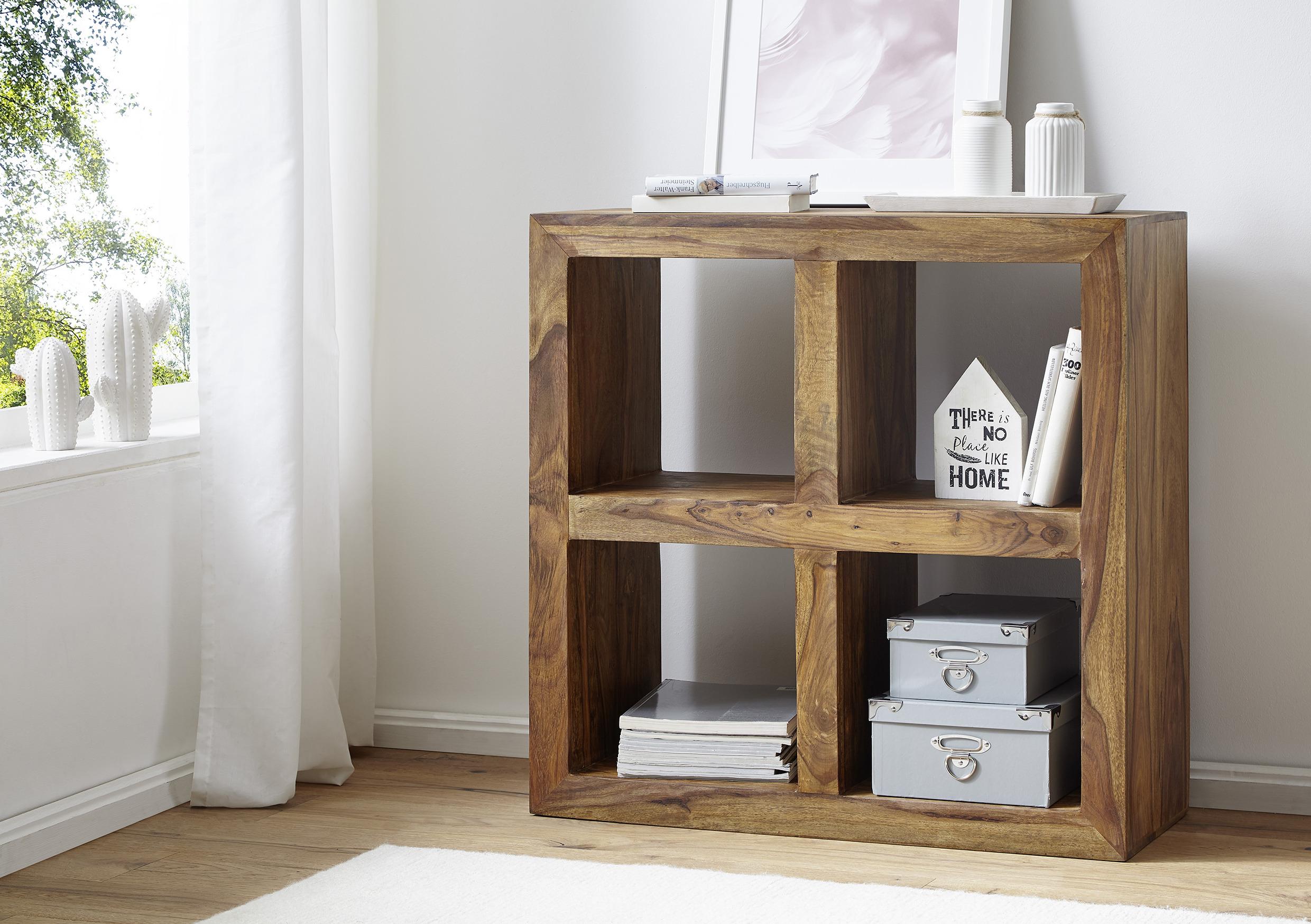 Standregal Massivholz Mumbai B 82cm, Sheesham - Sheeshamfarben, MODERN, Holz (82/82/34cm) - MID.YOU