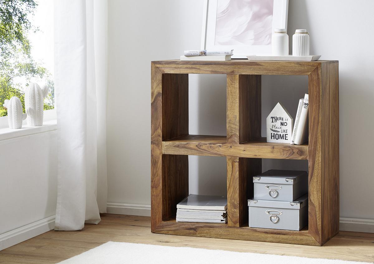 Standregal Massivholz Mumbai B 82cm, Sheesham - Sheeshamfarben, MODERN, Holz (82/82/34cm) - MID.YOU