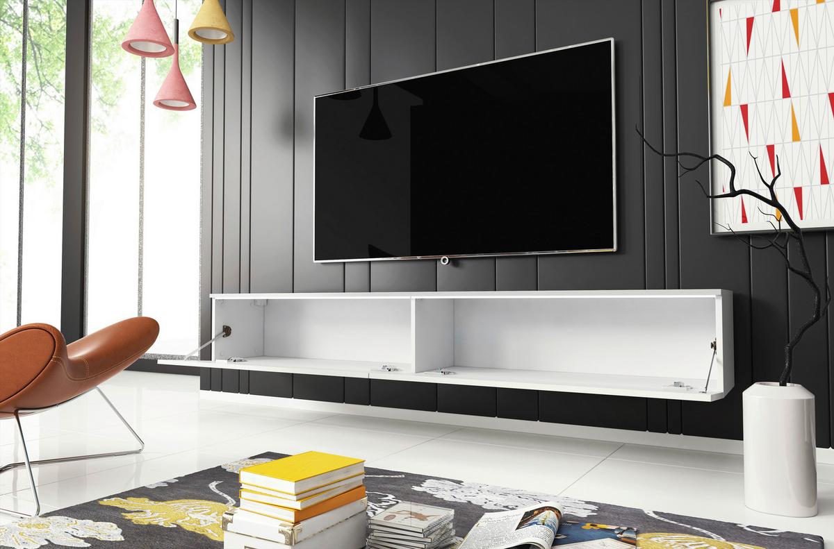 Tv-lowboard B: 180 Cm Weiß Hochglanz - Weiß Hochglanz/Weiß, LIFESTYLE, Holzwerkstoff (180/30/33cm) - P & B