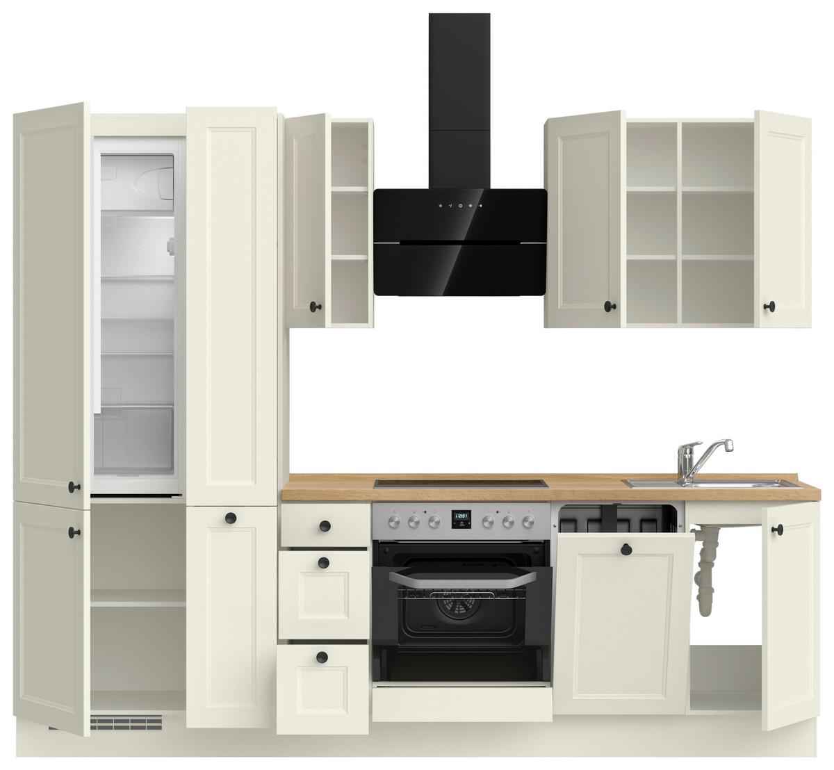 Kuchynská linka 270 cm, biela/dekor dub Sierra - čierna/biela, Modern, kov/kompozitné drevo (270cm) - Nobilia