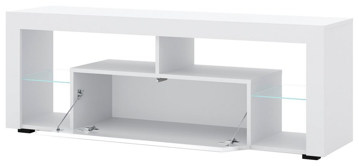 Lowboard Everest 140 - Schwarz/Weiß, Design, Glas/Holzwerkstoff (140/50,5/35cm) - Livetastic