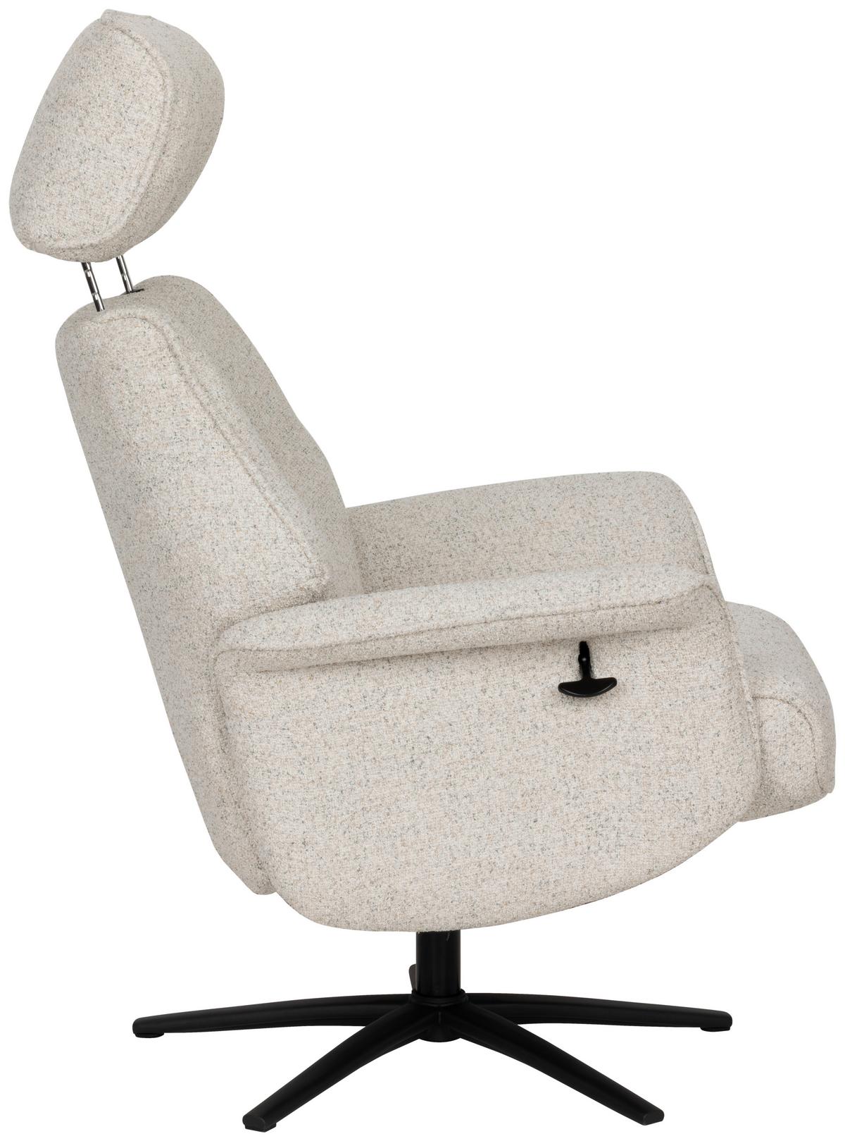 Relaxsesselset Mellow Beige B: 77 cm - Creme/Schwarz, Design, Holz/Textil (77/108/81cm) - Livetastic