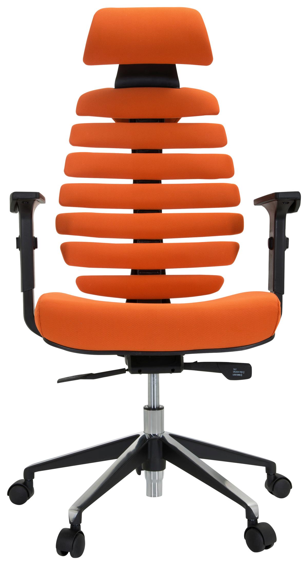 Bürodrehstuhl in Orange mit verstellbaren Armlehnen