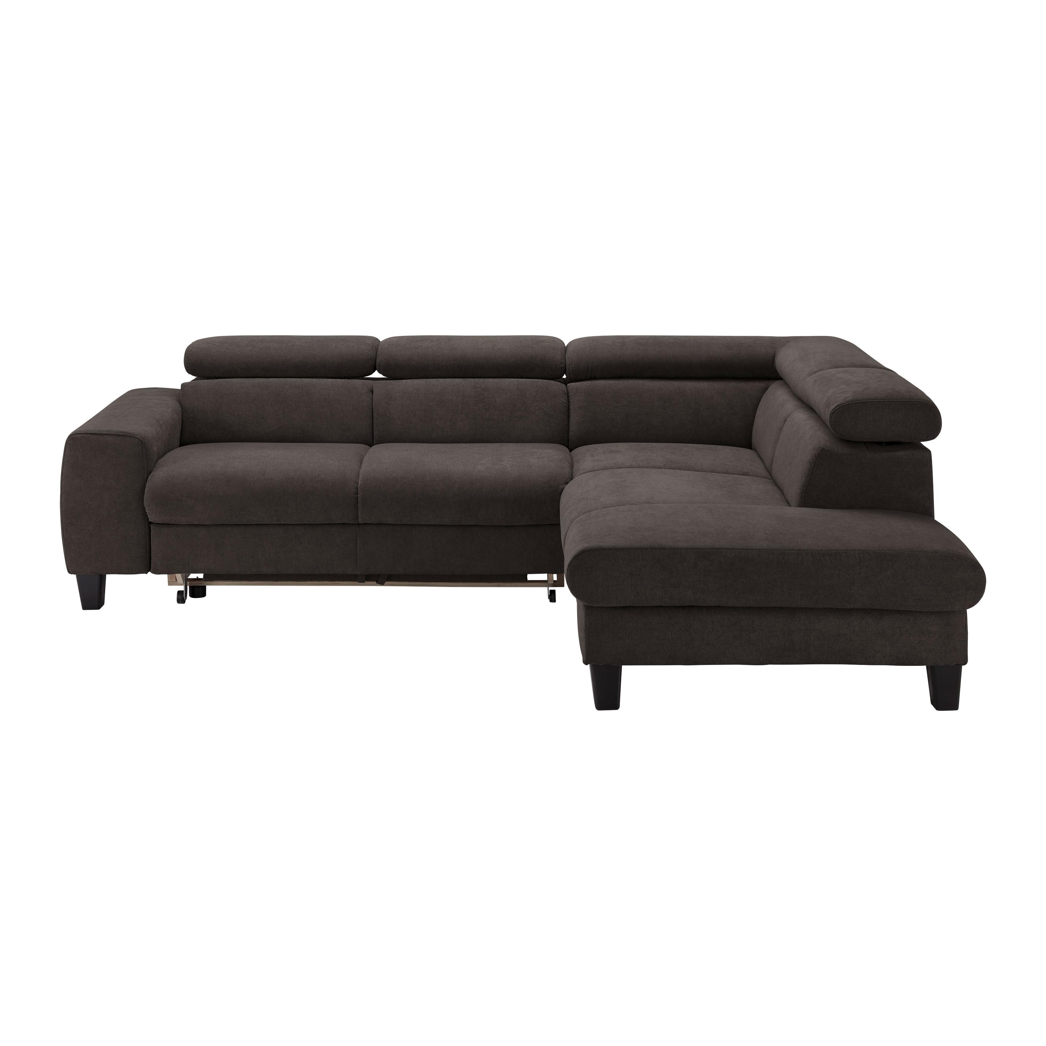 Sedacia súprava s rozkladom Malibu tmavá sivohnedá - sivohnedá/farba wenge, Modern, drevo/textil (249/72/207cm) - Bessagi Home