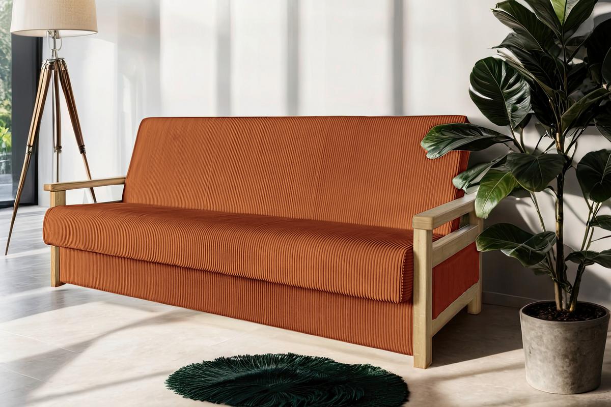 Schlafsofa Malaga Terracotta B: 220cm - Terracotta/Naturfarben, Design, Holz/Textil (220/90/90cm) - P & B
