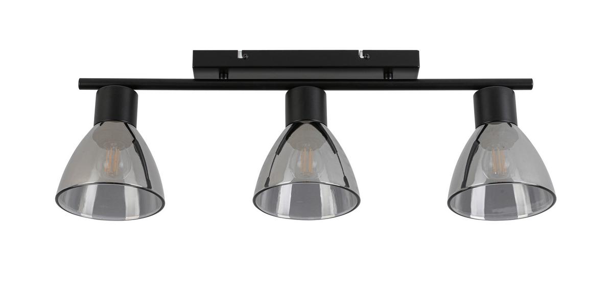 STROPNÍ SVÍTIDLO KOMOL - černá/průhledné, Moderní, kov/sklo (66/13/22cm) - Modern Living