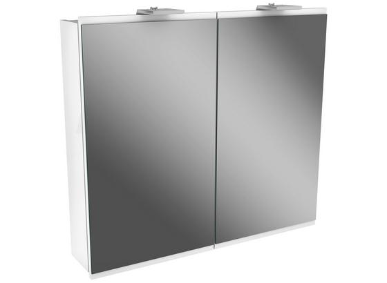 Spiegelschrank mit Türdämpfer + Led Lima B: 80cm Weiß - Weiß, MODERN, Glas/Holzwerkstoff (80/73/15,5cm) - Fackelmann Spiegelschrank mit Türdämpfer + Led Lima B: 80cm Weiß - Weiß, MODERN, Glas/Holzwerkstoff (80/73/15,5cm) - Fackelmann
