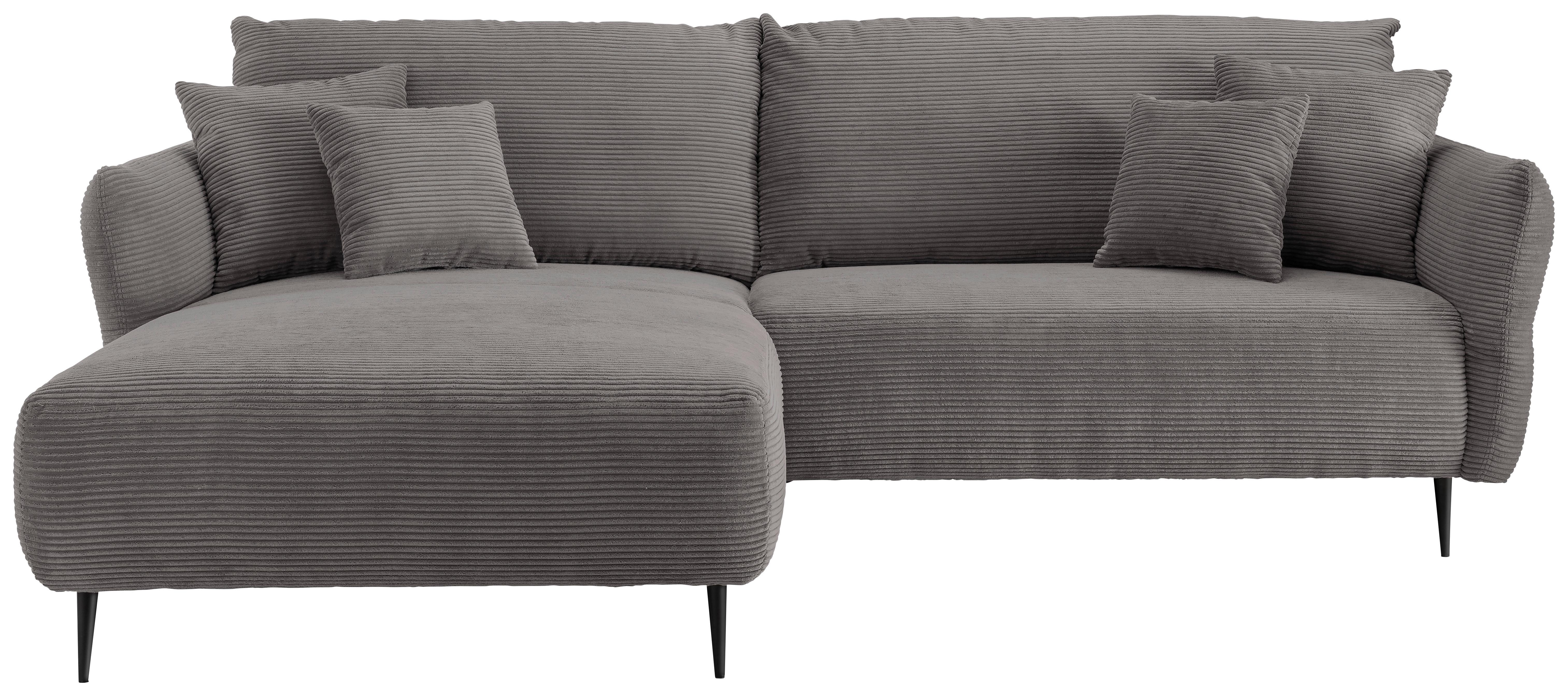 Ecksofa Vanilla Grau S: 178/286-302 cm - Schwarz/Grau, Design, Textil (178/264-302cm) - Livetastic