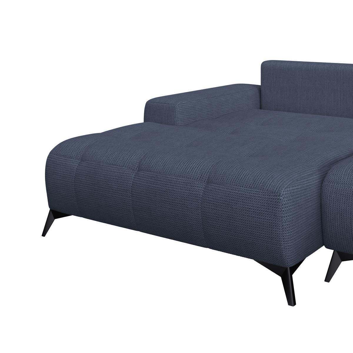 Ecksofa Mauro Blau, mit Schlaffunktion - Blau/Schwarz, Trend, Textil (175/290cm) - Luca Bessoni