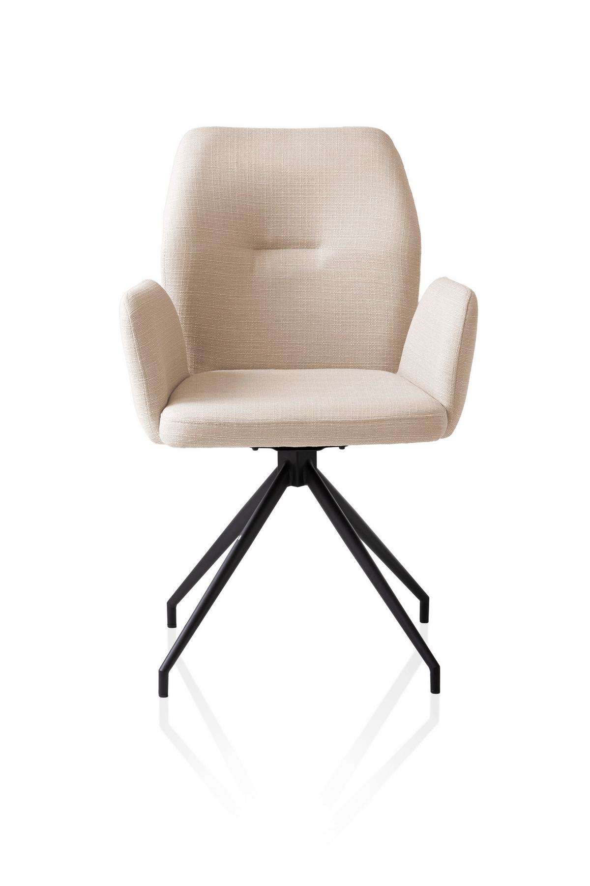 Armlehnstuhl Beige B: 59cm - Beige/Schwarz, MODERN, Textil/Metall (59/88/58cm) - Livetastic