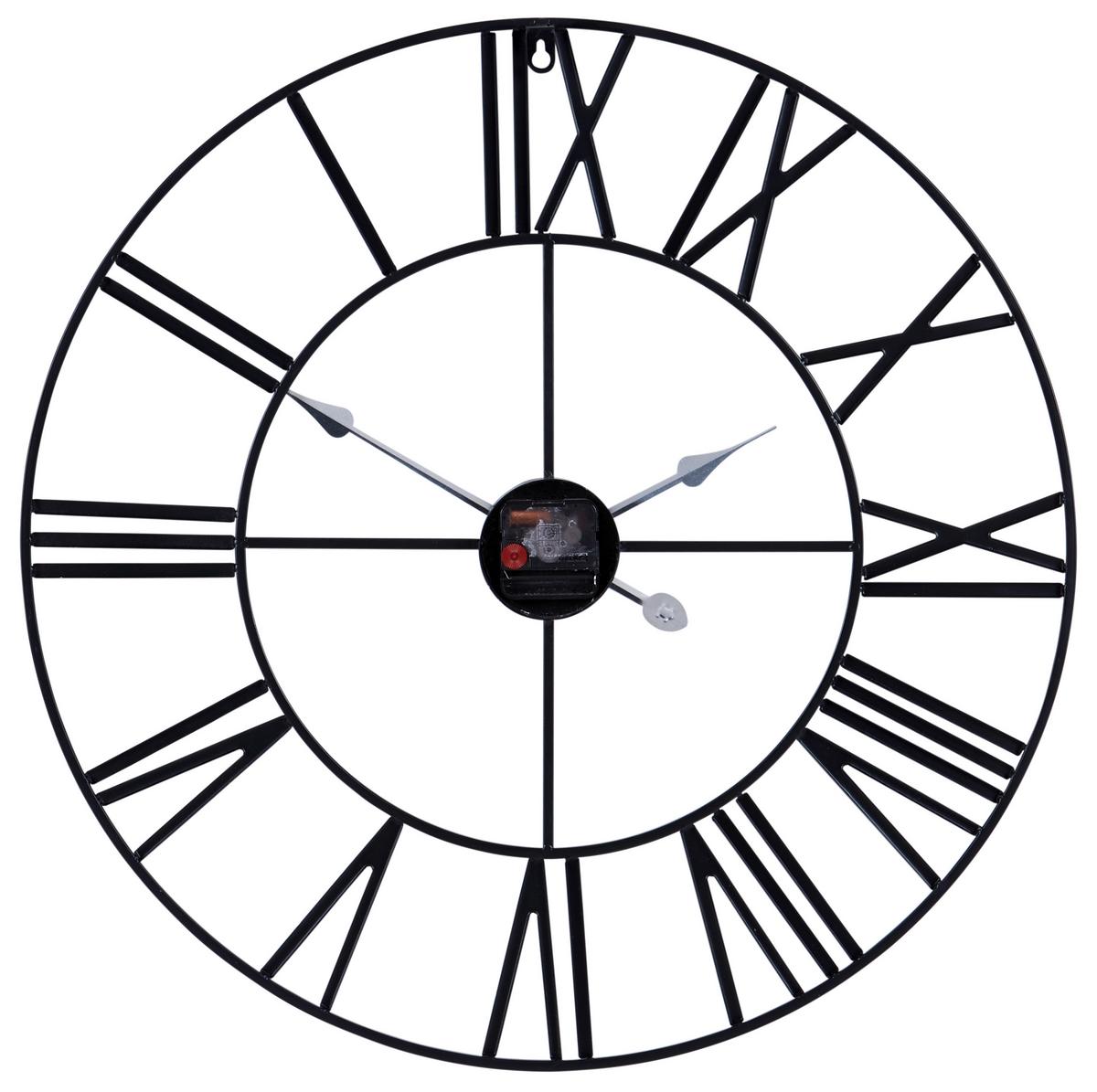 Wanduhr Aron Ø 60 cm Analog Schwarz Eisen Vintage-Look - Schwarz, Basics, Metall (60cm) - Luca Bessoni