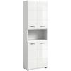 Hochschrank Ice 4-Türig B: 60 cm - Weiß Hochglanz/Schwarz, MODERN, Holzwerkstoff (60/185/30cm) - MID.YOU