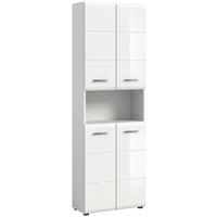 Hochschrank Ice 4-Türig B: 60 Cm - Weiß Hochglanz/Schwarz, MODERN, Holzwerkstoff (60/185/30cm) - MID.YOU
