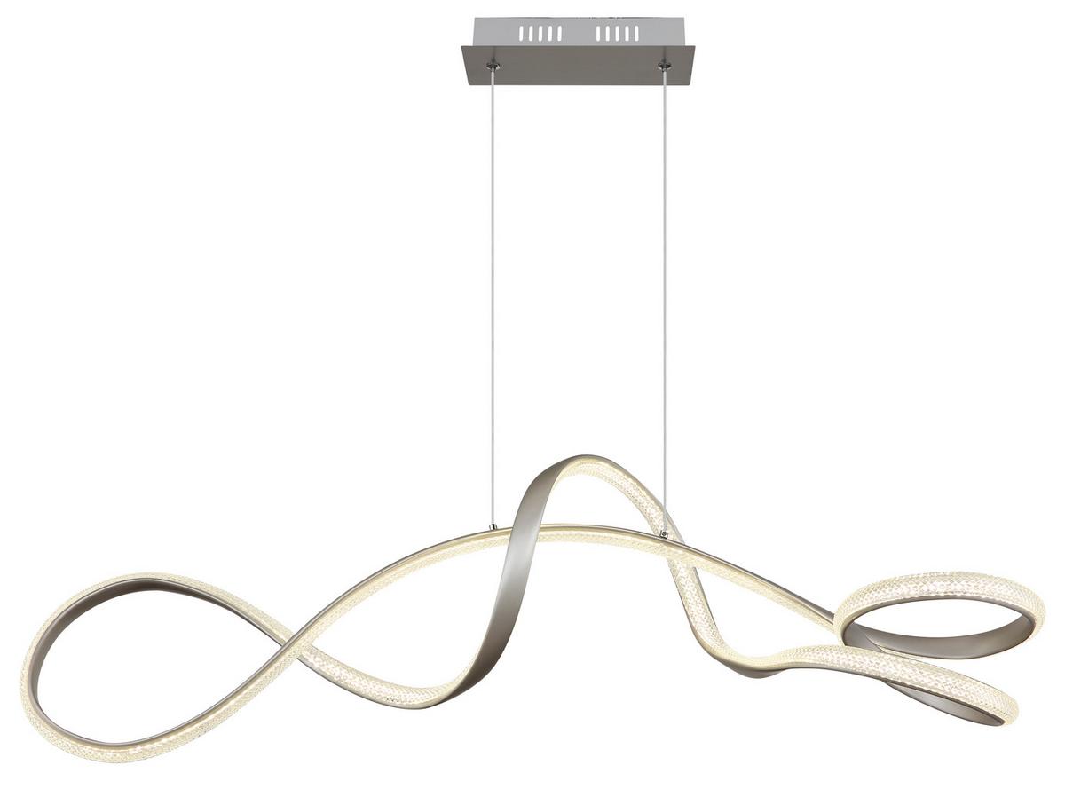 Led Függőlámpa 67341n Swirl - nikkelszínű/átlátszó, Design, műanyag/fém (108/33/120cm) - Globo