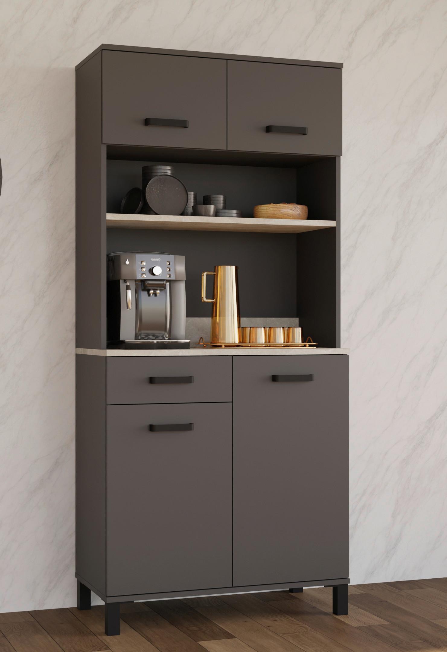 Buffet Linda Buffet 80 cm - Anthrazit/Hellgrau, KONVENTIONELL, Holzwerkstoff (80/177/40cm) - P & B