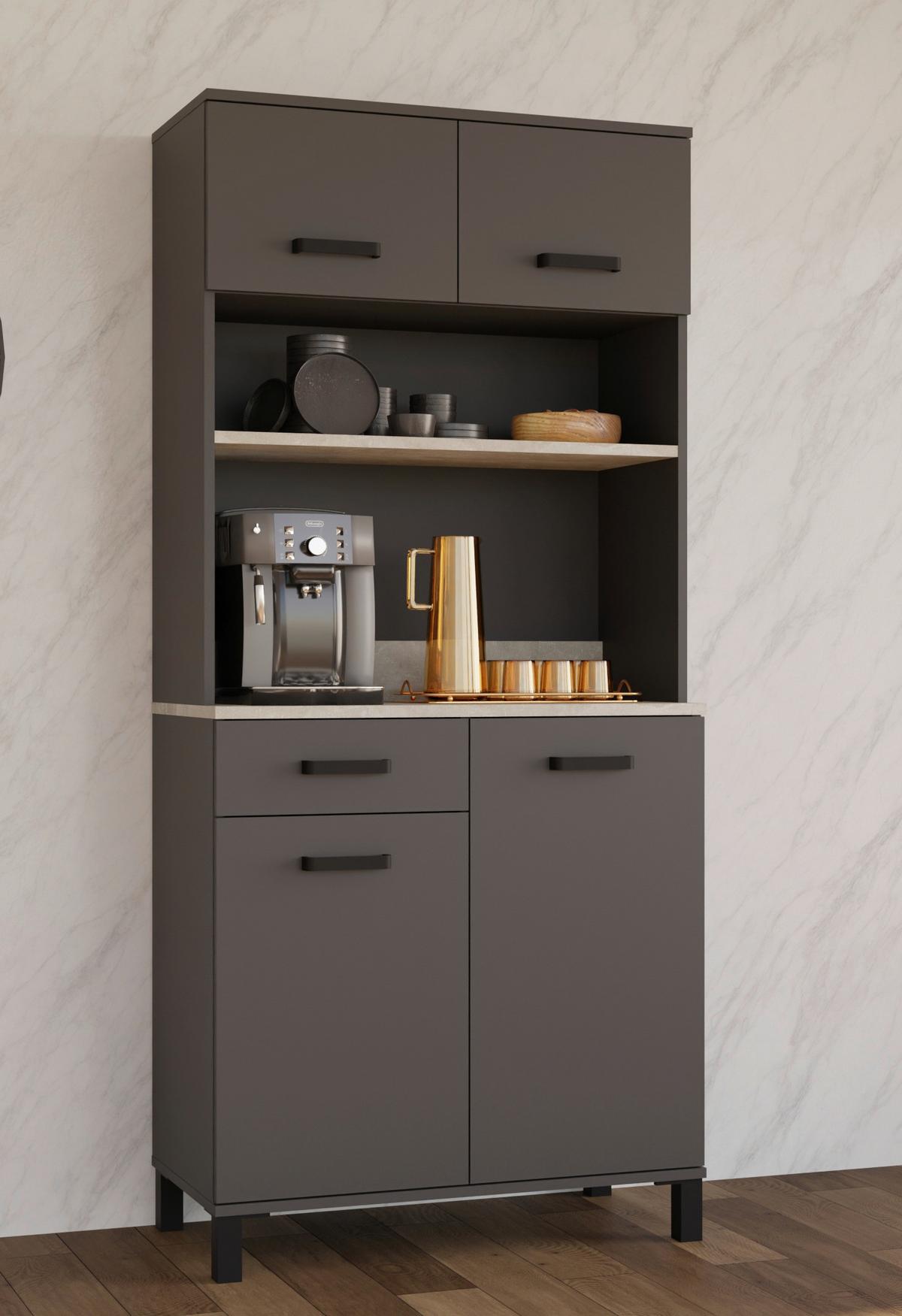 Buffet Linda Buffet 80 cm - Anthrazit/Hellgrau, KONVENTIONELL, Holzwerkstoff (80/177/40cm) - P & B