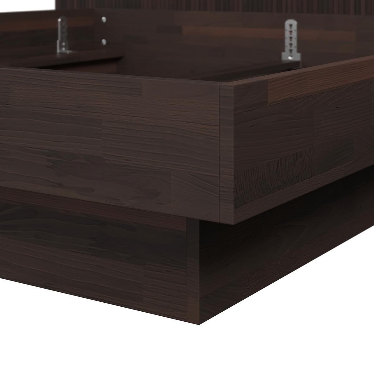 Dřevěná postel DUNA 180×200 cm, dřevo, tmavě hnědá - tmavě hnědá, Moderní, dřevo (180/200cm) - Bessagi Home