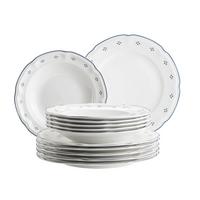 Tafelservice Keramik, Blau/Weiß, 12-teilig - Blau/Weiß, Basics, Keramik - Mäser