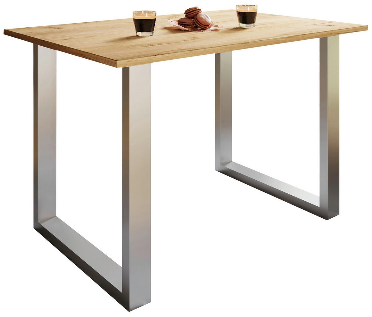 Esstisch Xona Silberfarben/Honigeiche - Honigeiche/Silberfarben, Basics, Holzwerkstoff/Metall (140/50/76cm) - MID.YOU