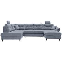 Wohnlandschaft Brizzini Hellblau U: 206x338x176 cm - Schwarz/Hellblau, MODERN, Textil (206/338/176cm) - Livetastic