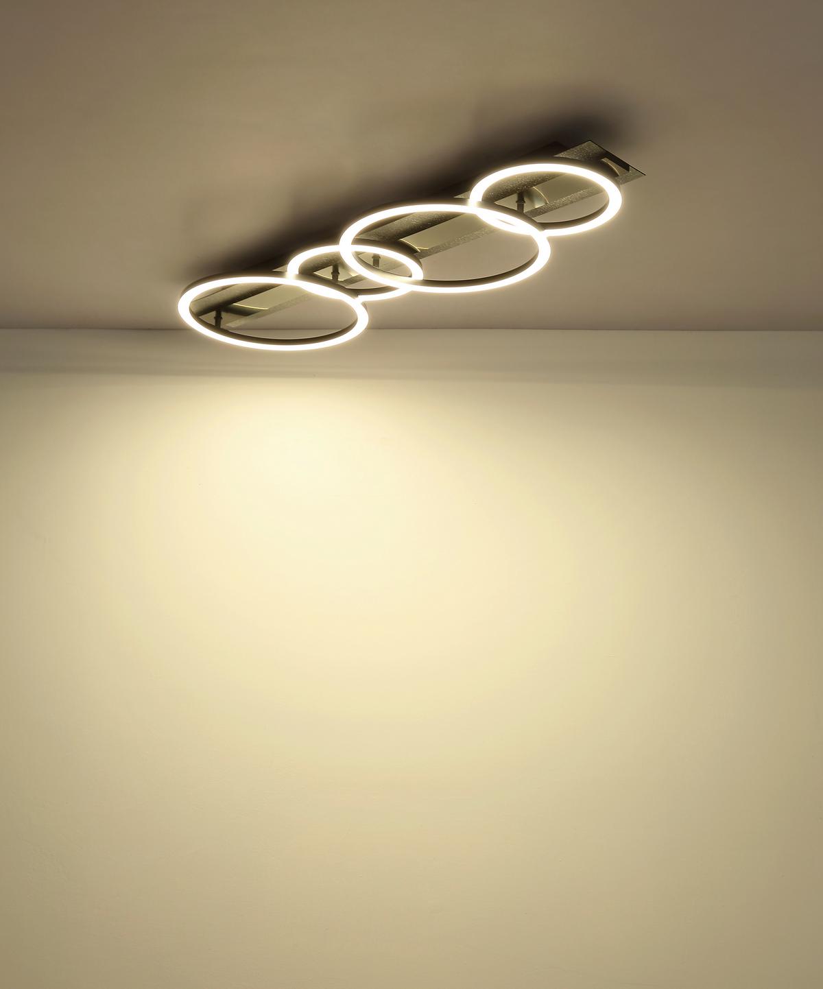 LED-Deckenleuchte 4000k., 55w - Silberfarben/Schwarzchrom, Design, Kunststoff/Metall (86,2/30/8,8cm) - Globo