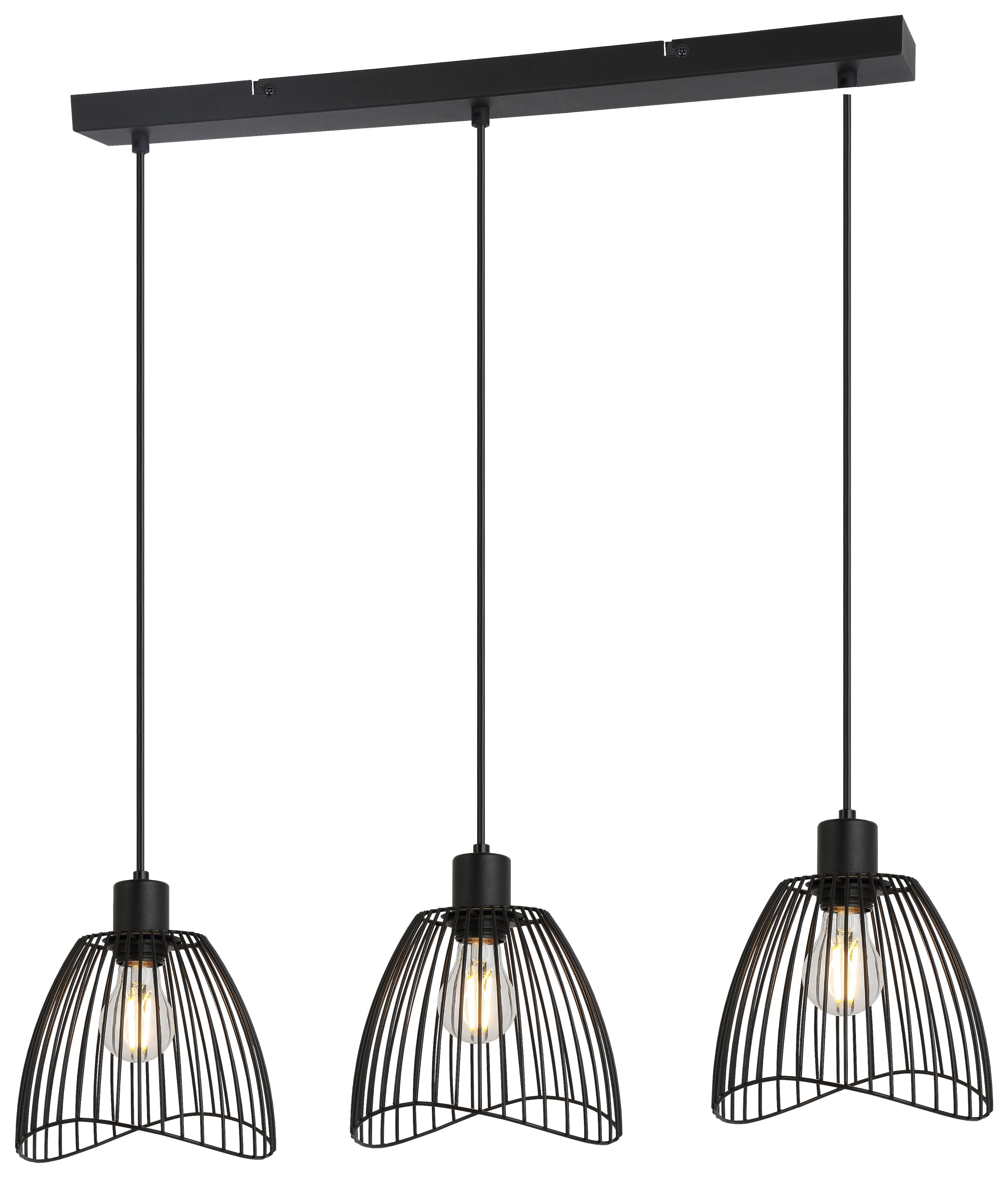 Závěsné svítidlo ELIOT, bez 3xE27 max. 40W - černá, Moderní, kov/plast (80/20/120cm) - Mömax