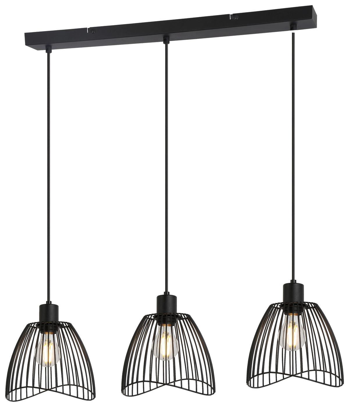 Závěsné svítidlo ELIOT, bez 3xE27 max. 40W - černá, Moderní, kov/plast (80/20/120cm) - Mömax