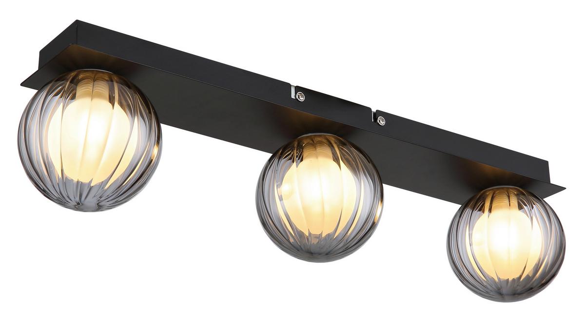 Bad-deckenleuchte Ip44 Schwarz 3-Flammig - Schwarz, Design, Glas/Metall (50/10/12,5cm) - Globo