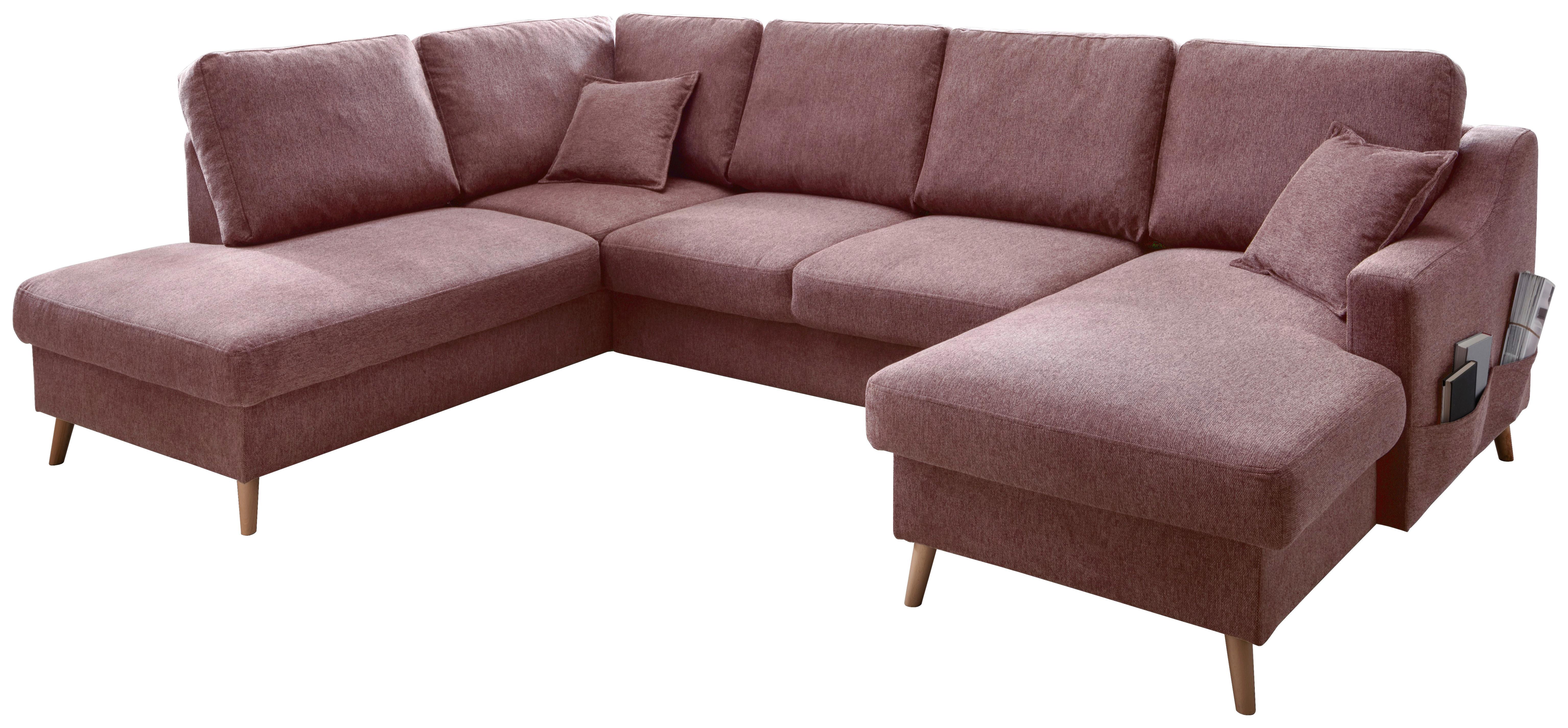 Wohnlandschaft Valentina Rosa U:200/301/150cm - Rosa/Naturfarben, KONVENTIONELL, Textil (200/301/150cm) - P & B