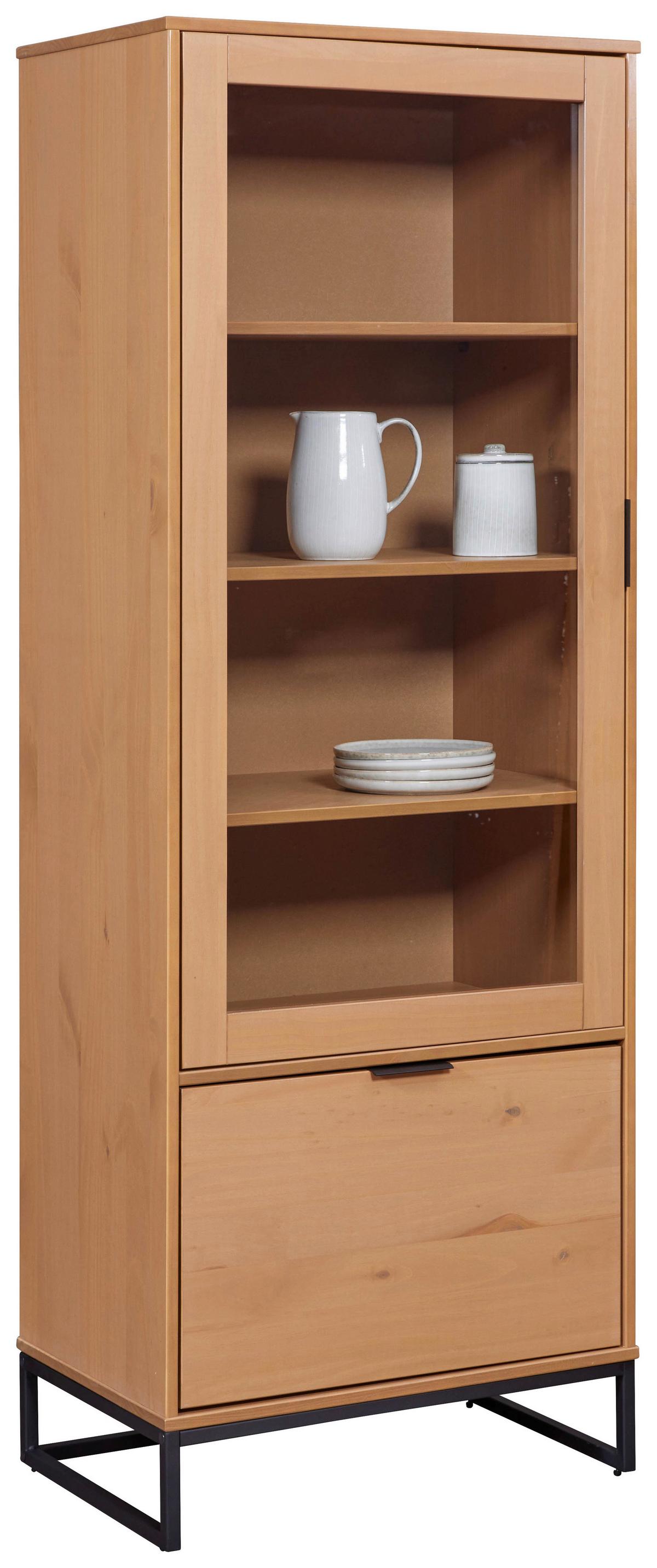 Vitrine Vivo - Eichefarben/Schwarz, Design, Holz (70/190/45cm) - Livetastic