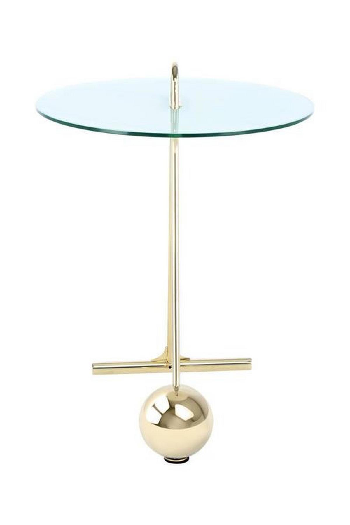 ODKLÁDACÍ STOLEK GLAS - bílá/barvy zlata, Basics, kov/sklo (46/60cm)