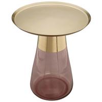 Beistelltisch Roman 225 Pink/Goldfarben D: 42 cm - Pink/Goldfarben, Design, Glas/Metall (42/51cm) - Kayoom