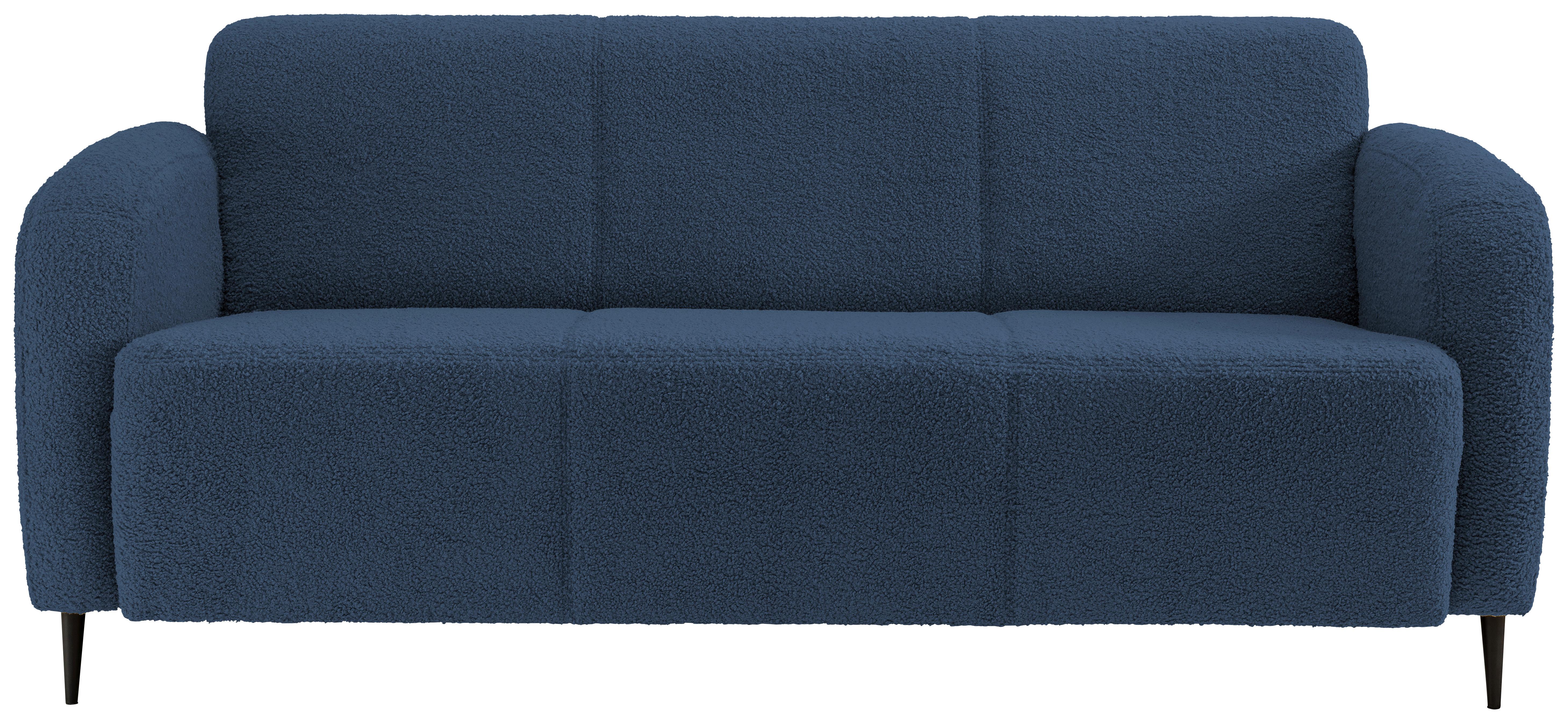 3-Sitzer-Sofa Marone Blau Teddystoff - Blau/Schwarz, MODERN, Textil (180/76/90cm) - Livetastic
