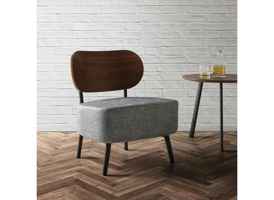 Kreslo Jonas - sivá/farby vlašského orecha, Moderný, kompozitné drevo/textil (58/72/64cm) - Modern Living Kreslo Jonas - sivá/farby vlašského orecha, Moderný, kompozitné drevo/textil (58/72/64cm) - Modern Living