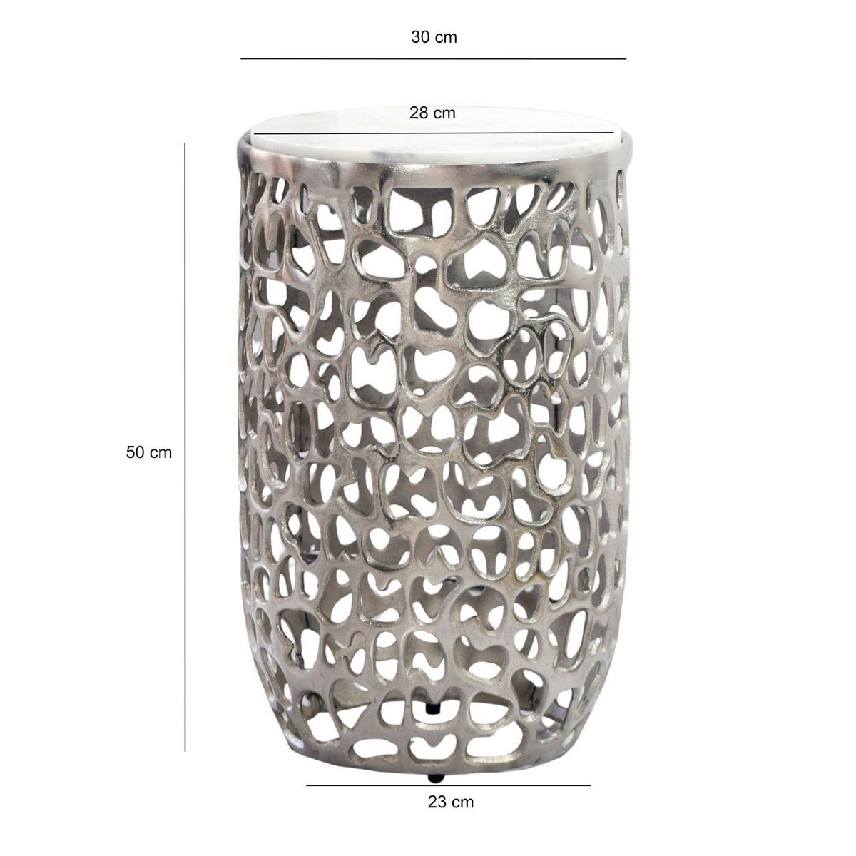 BEISTELLTISCH Silberfarben B: 30 cm - Silberfarben, Design, Stein/Metall (30/50/30cm) - Livetastic