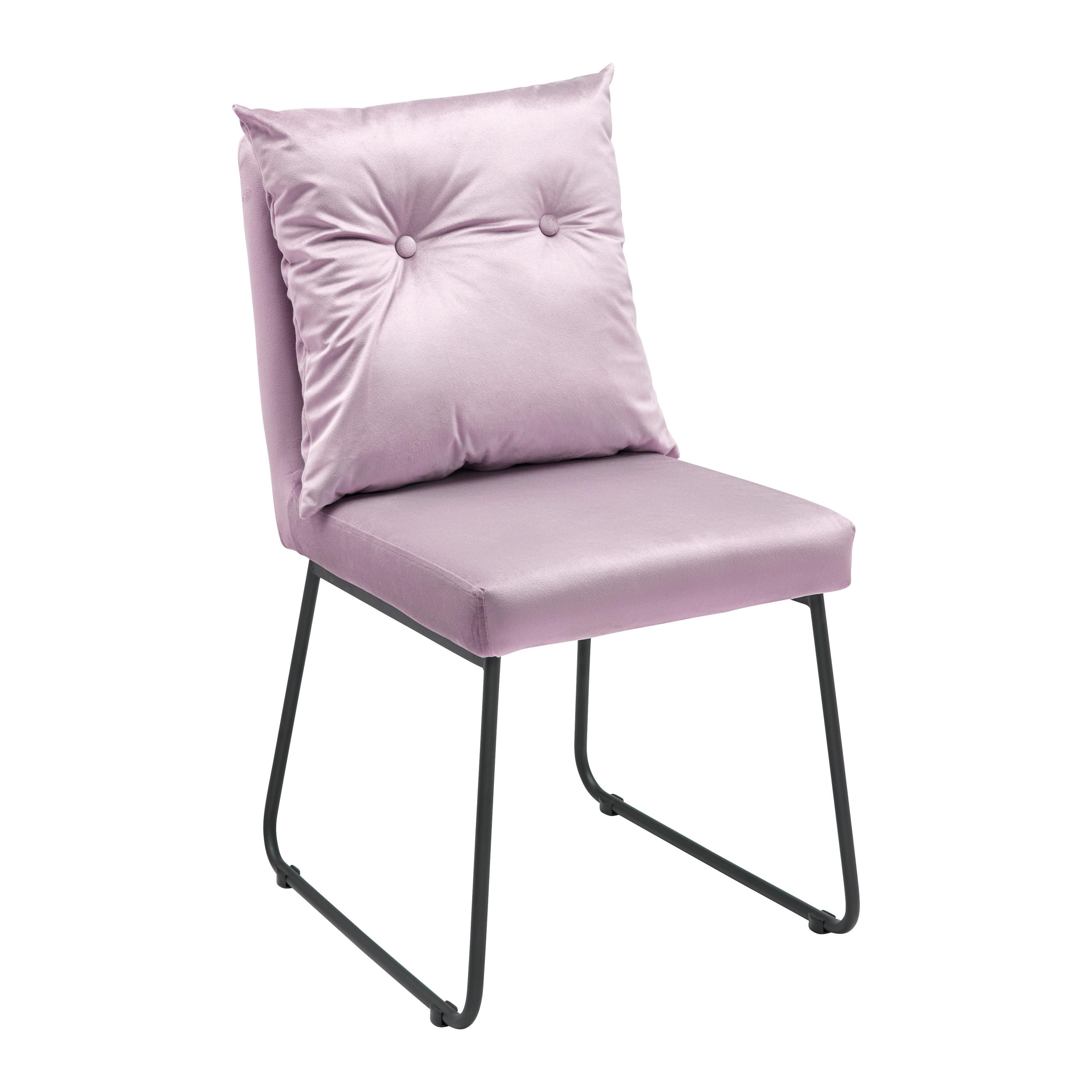 Židle ze sametu Bono růžová - růžová/černá, Moderní, kov/dřevo (44/90/58cm) - Bessagi Home