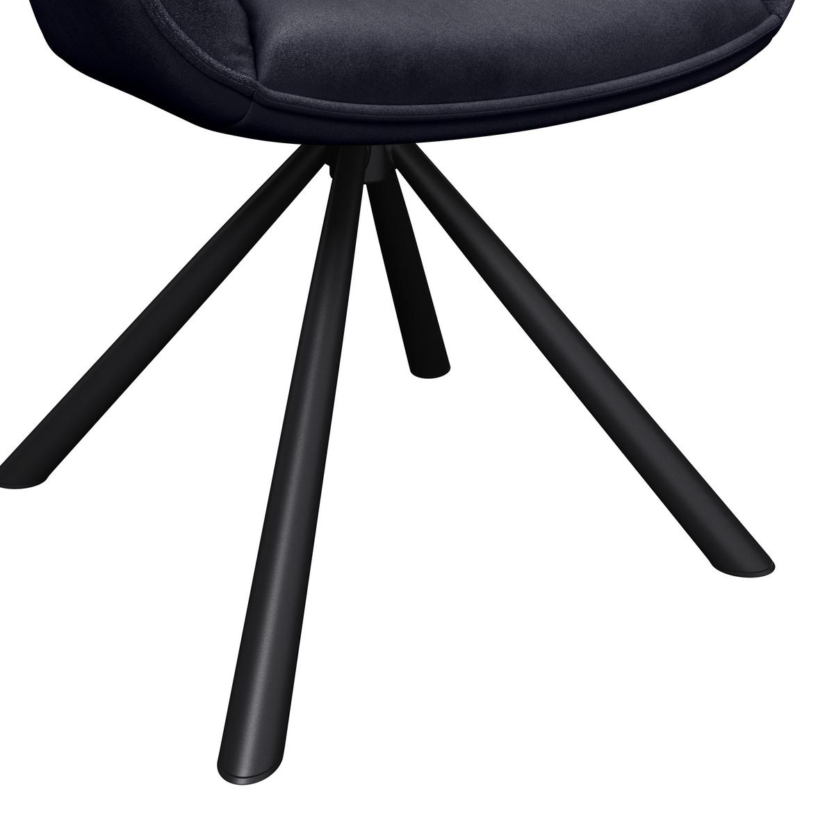 Armlehnstuhl Silvi Samt Schwaz 360° drehbar - Schwarz, KONVENTIONELL, Textil/Metall (62/85/62cm)
