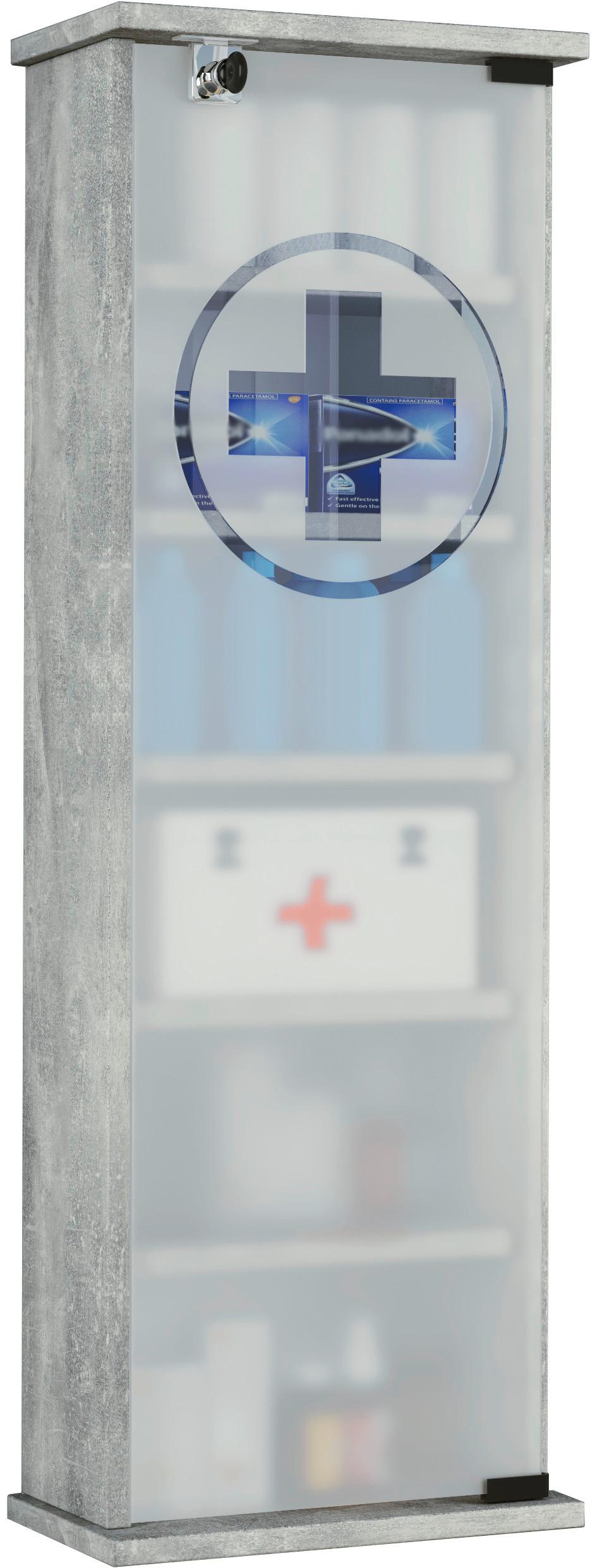 Medizinschrank Omal XXL Beton-Optik, BxH: 31x92 cm - Grau, Basics, Glas/Holzwerkstoff (31/92/18cm) - MID.YOU