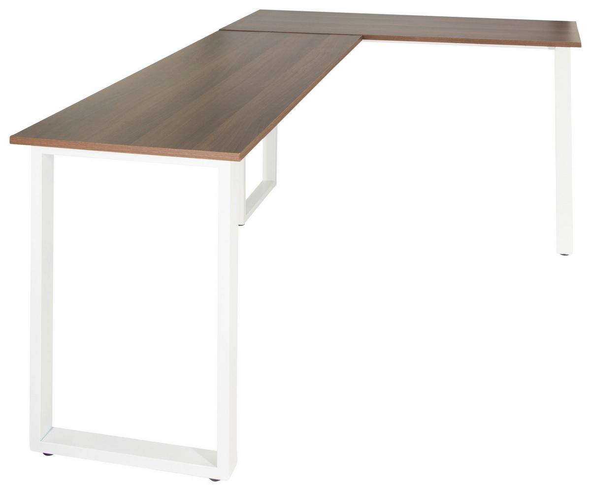 Eckschreibtisch B: 120 Cm Workspace Basic - Walnussfarben/Weiß, Basics, Holzwerkstoff/Metall (165/120/75cm) - MID.YOU