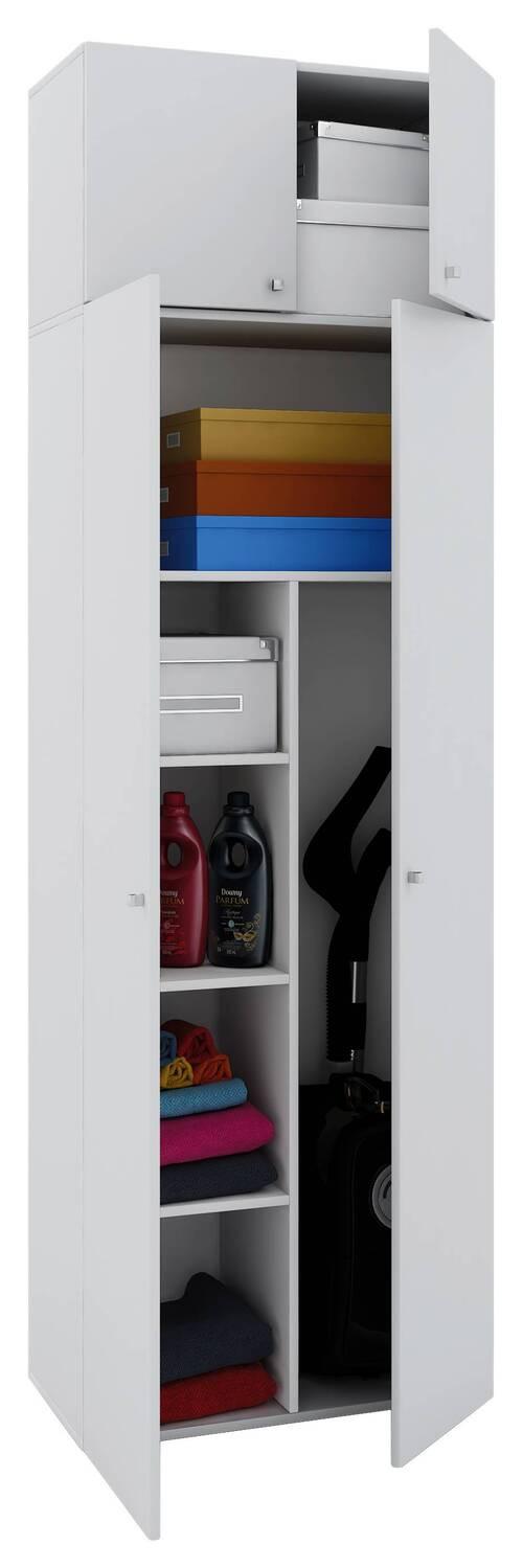 Víceúčelová skříň Vandol, bílá - bílá/barvy stříbra, Moderní, kompozitní dřevo/plast (70/218/39cm) - MID.YOU