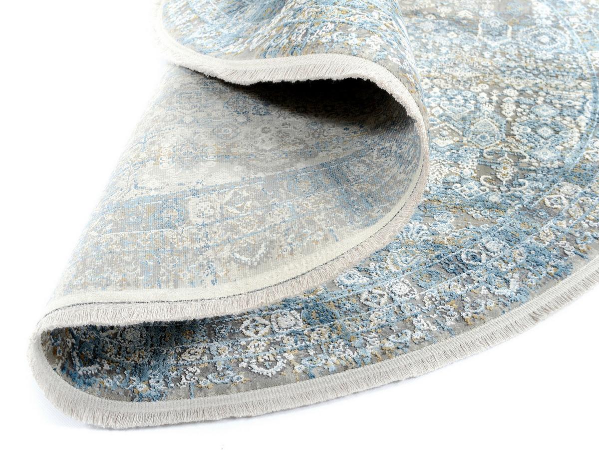 Webteppich Toulon Blau/Grau Rund Ø 200 cm - Blau/Grau, Design, Textil (200cm) - Dieter Knoll