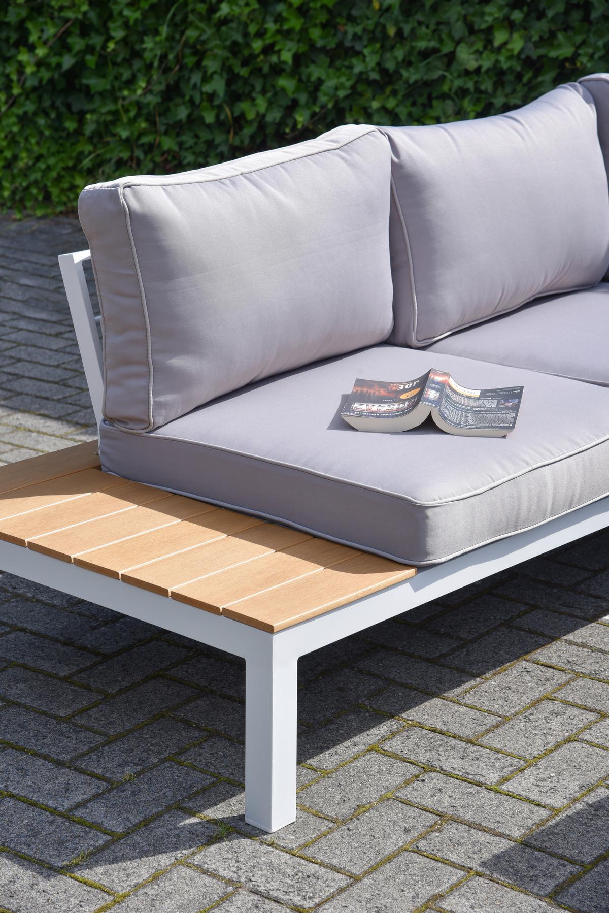 Loungegarnitur Valentina - Eichefarben/Weiß, Basics, Kunststoff/Textil - Gardenson