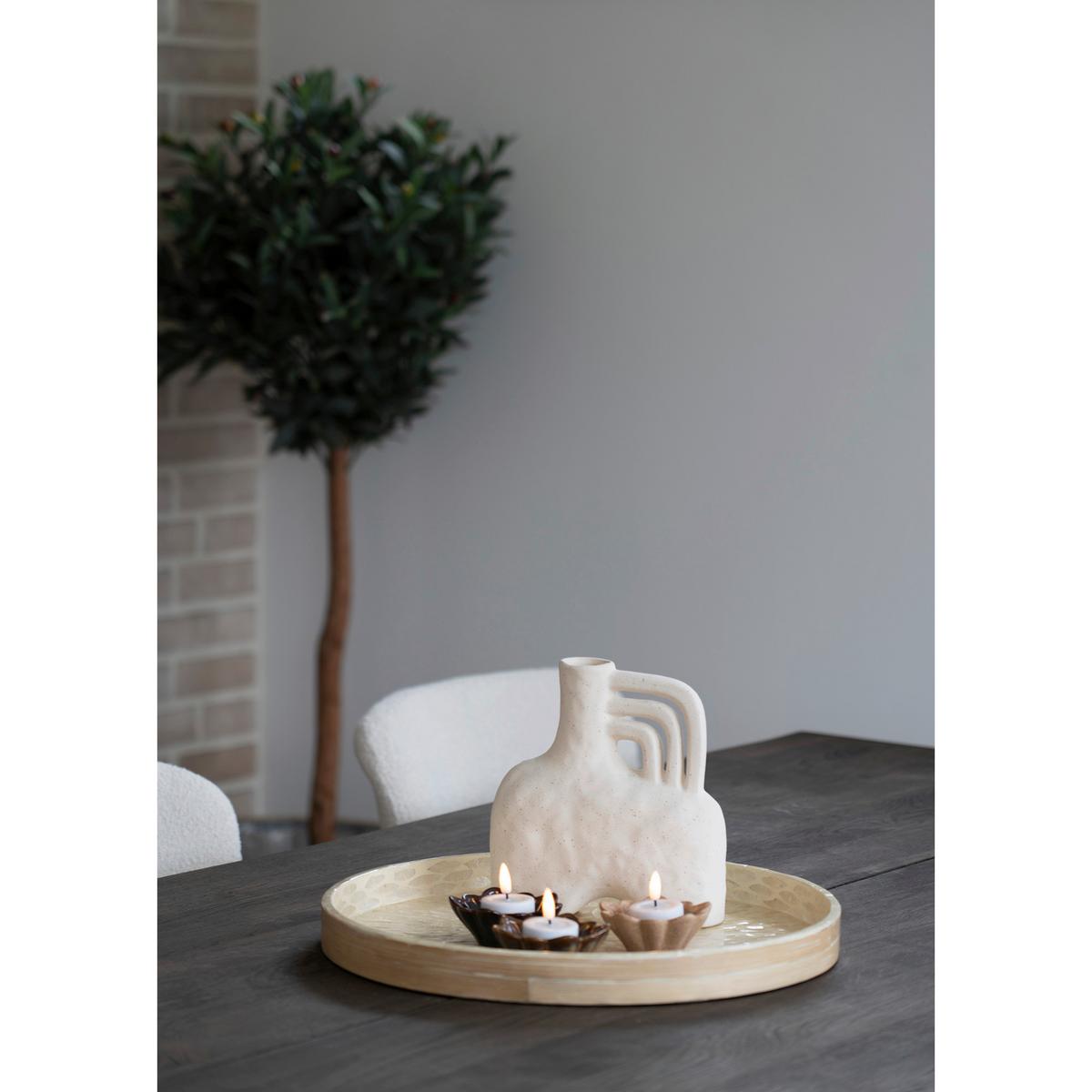 Serviertablett Tray Beige B: 40 cm - Beige, Design, Holz/Keramik (40/3.5/40cm)
