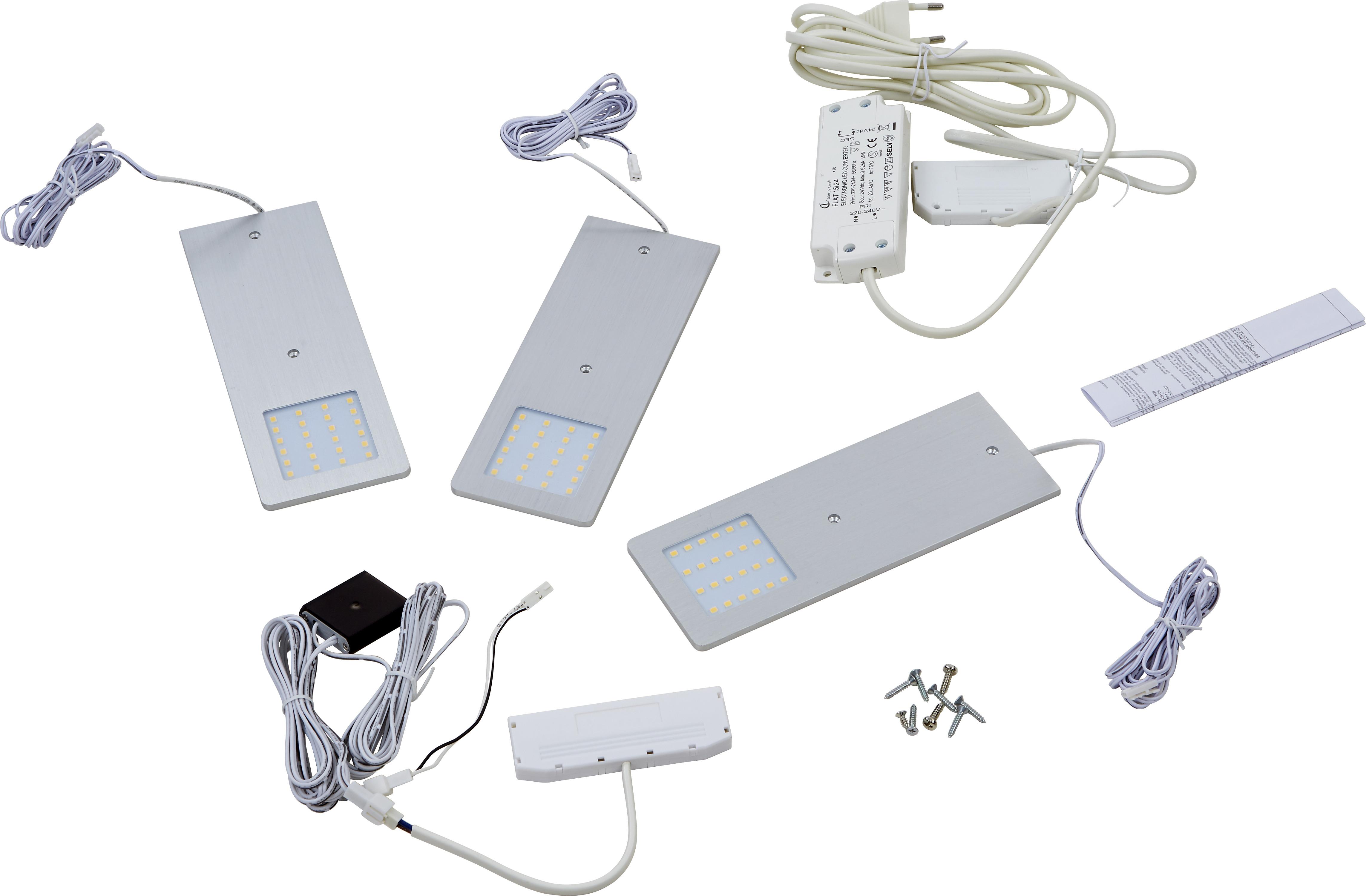 Unterbauleuchte 3x Led Kunststoff 24 V - Alufarben, MODERN, Kunststoff