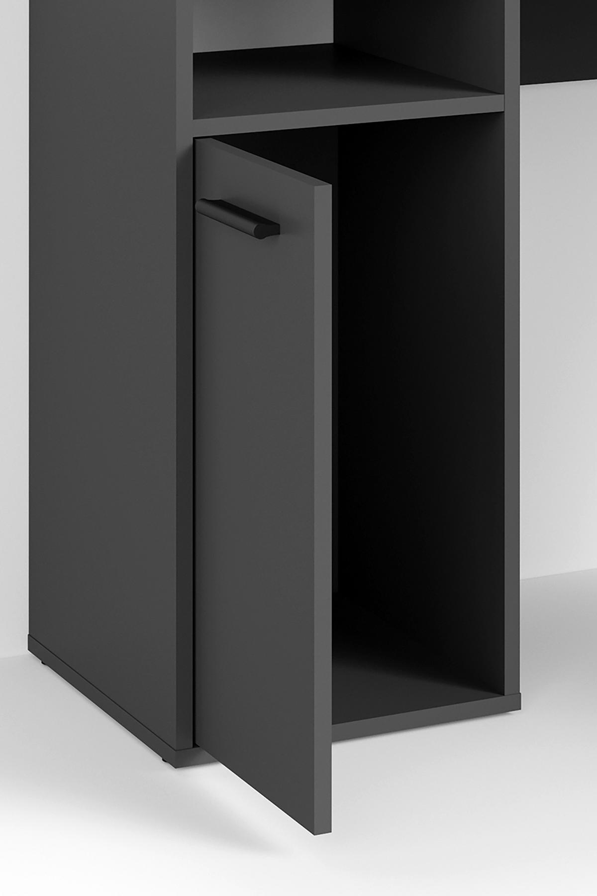 Eckschreibtisch Mit Stauraum B 139 H 90,8 Cm Fox, Anthrazit - Anthrazit, MODERN, Holzwerkstoff (139/139/90,8cm) - MID.YOU