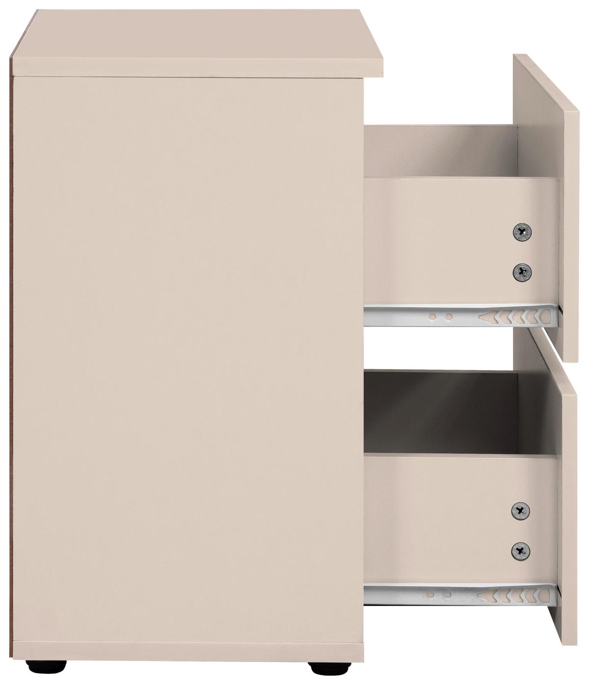 NACHTKÄSTCHEN NORSK  Beige Hochglanz H: 49cm - Beige/Schwarz, Basics, Holzwerkstoff (36/49/29cm)
